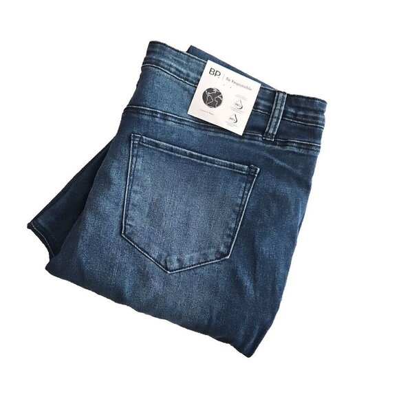 Nordstrom BP. Raw Hem Jeans Ladies Size 18 Dark Wash Button Front New With Tags - Picture 4 of 16